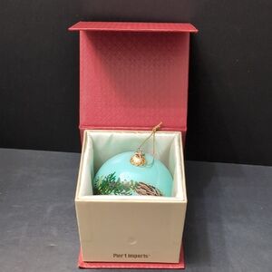 2017 Pier 1 Merry & Bright Christmas Holiday Glass Ornament In Box.